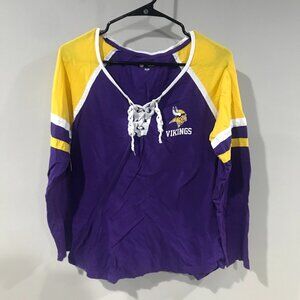Vikings Womens Shirt - 100% Cotton - Large - Minnesota Football NFL TEAM APPAREL
